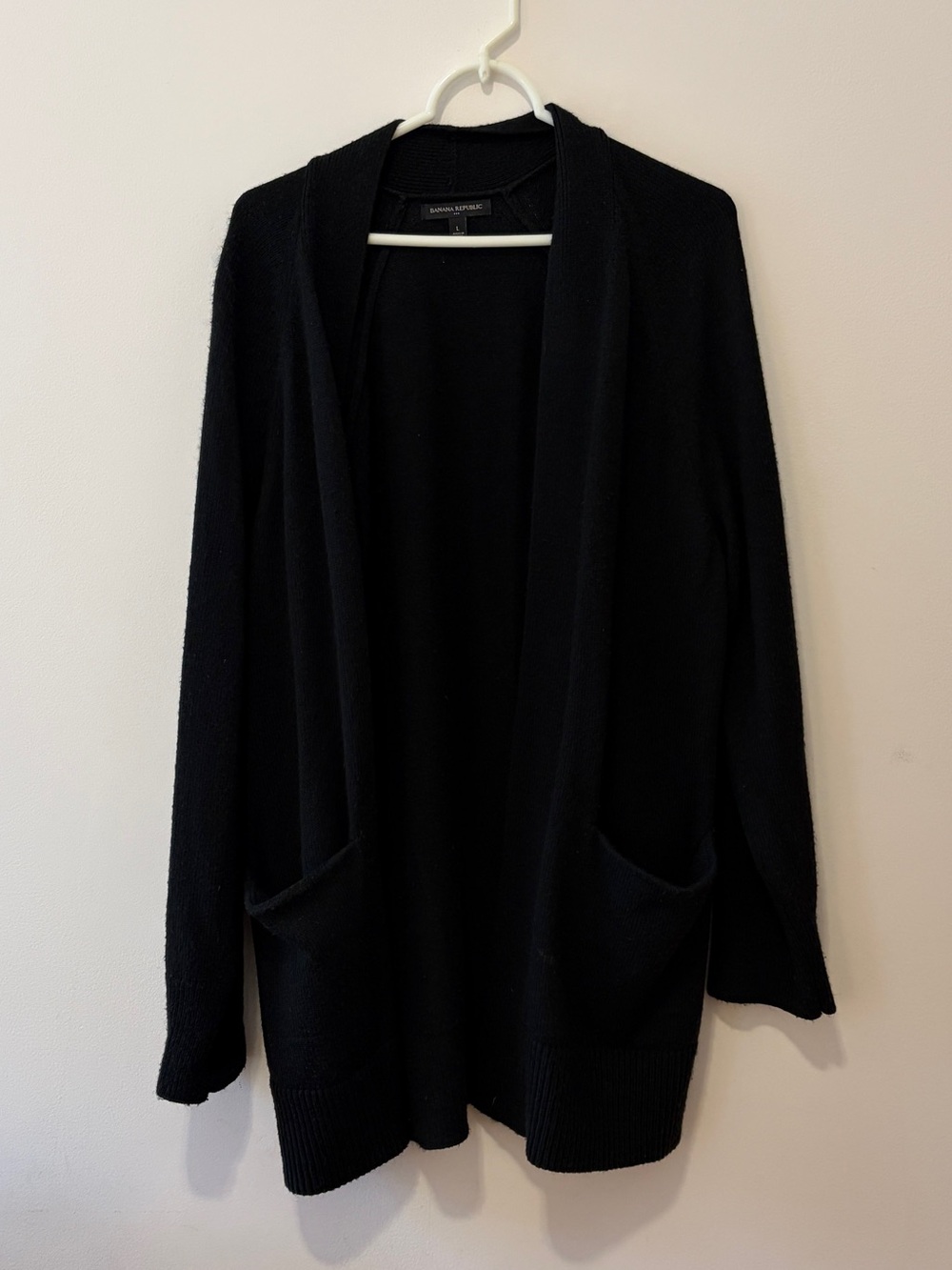 Banana Republic Black Open-Front Shawl Collar Cardigan